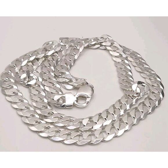 Stunning 925 sterling silver cuban necklace 28"  A - Picture 4 of 5